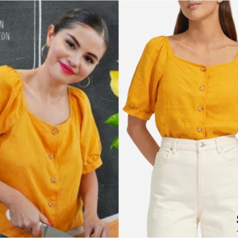 Everlane Yellow Puff Sleeve Blouse
